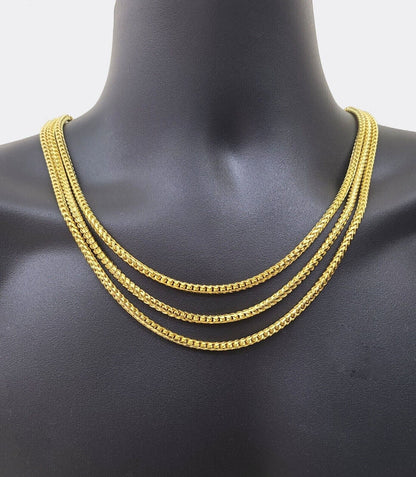 Real 10K Solid Yellow Gold Franco Chain 4mm Necklace 22 - 26'' inches Lobster Lock - Reva Jeweler