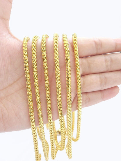 Real 10K Solid Yellow Gold Franco Chain 4mm Necklace 22 - 26'' inches Lobster Lock - Reva Jeweler