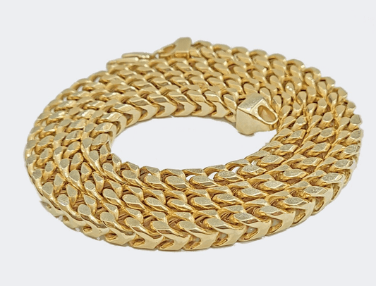 Real 10k Solid Yellow Gold Franco Chain 7mm 26" Inch 10kt Necklace Lobster Lock - Reva Jeweler