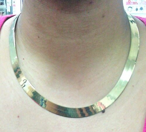Real 10k Solid Yellow Gold Herringbone chain Necklace 10 mm 20 Inch 10kt Gold - Reva Jeweler
