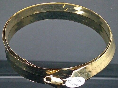 Real 10k Solid Yellow Gold Herringbone chain Necklace 10 mm 20 Inch 10kt Gold - Reva Jeweler