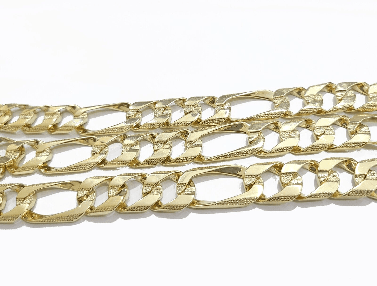 Real 10k Solid Yellow Gold Necklace 13mm Figaro Chain 26'' Inches Lobster Lock - Reva Jeweler