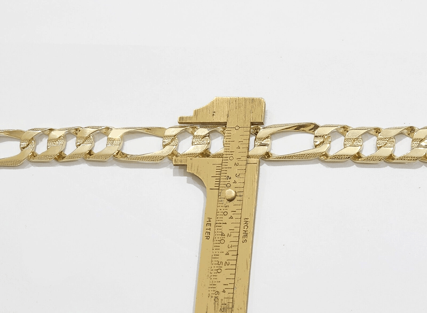 Real 10k Solid Yellow Gold Necklace 13mm Figaro Chain 26'' Inches Lobster Lock - Reva Jeweler
