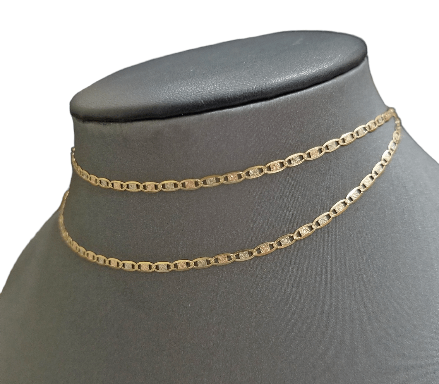 Real 10k Trio Gold Valentino Chain Necklace 2mm 20" Inch Lobster Lock - Reva Jeweler