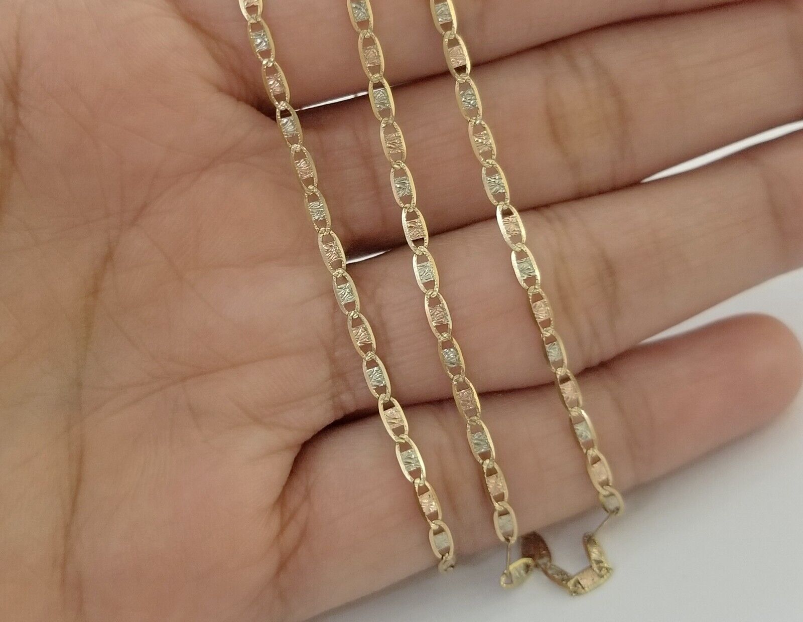 Real 10k Trio Gold Valentino Chain Necklace 2mm 20" Inch Lobster Lock - Reva Jeweler