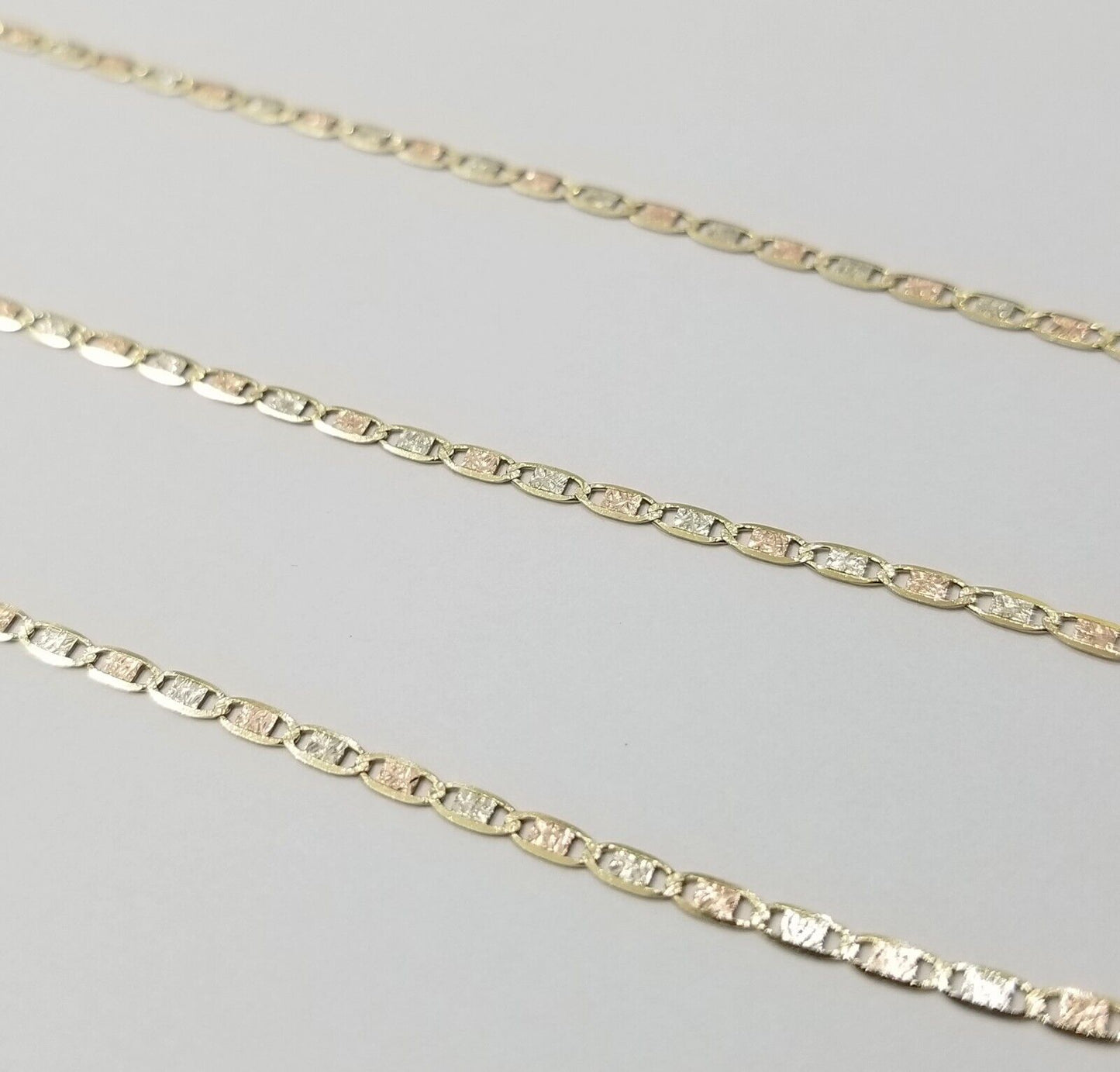 Real 10k Trio Gold Valentino Chain Necklace 2mm 20" Inch Lobster Lock - Reva Jeweler