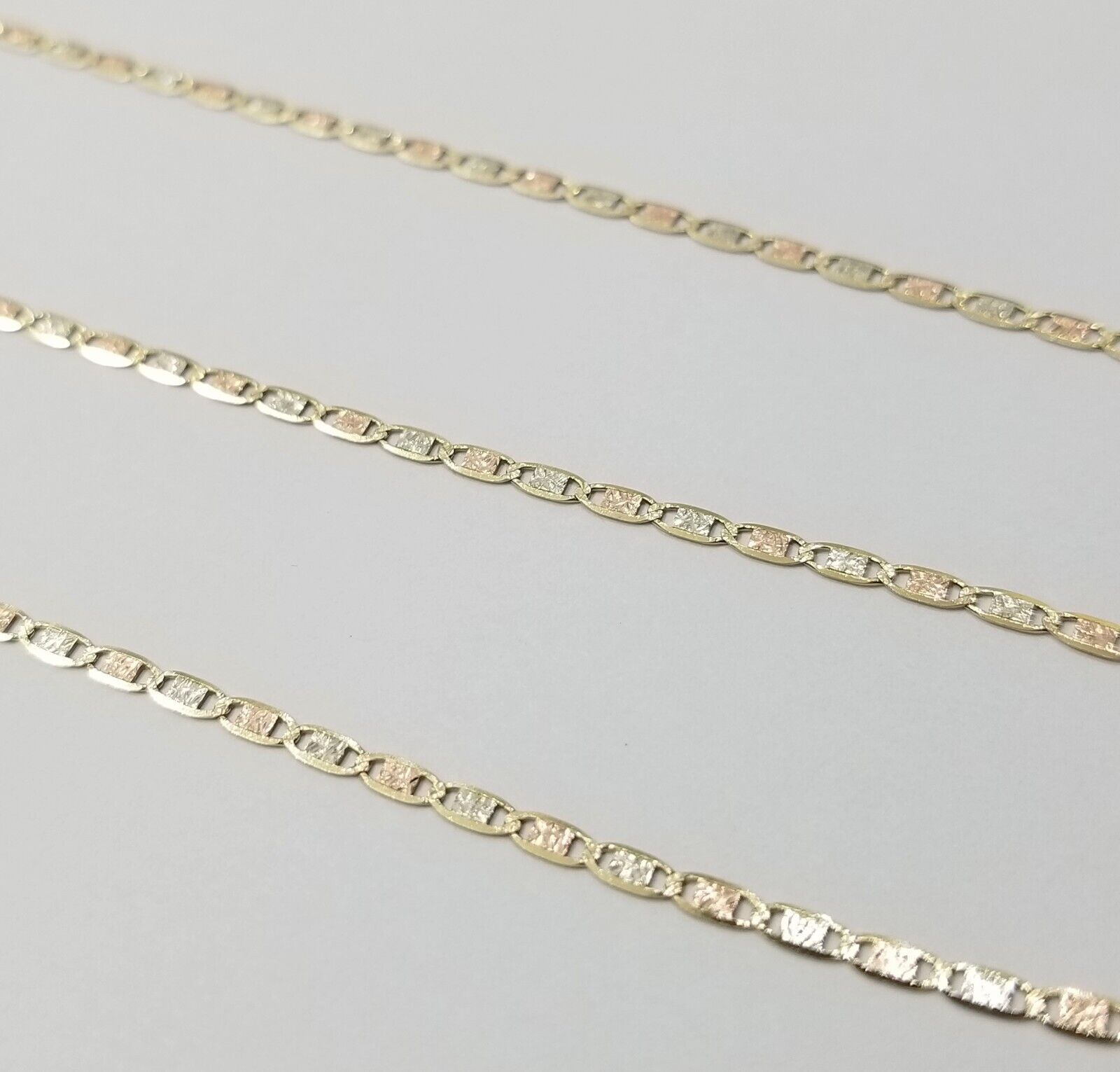 Real 10k Trio Gold Valentino Chain Necklace 2mm 20" Inch Lobster Lock - Reva Jeweler