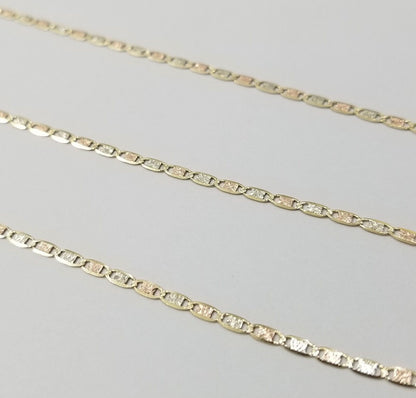 Real 10k Trio Gold Valentino Chain Necklace 2mm 20" Inch Lobster Lock - Reva Jeweler