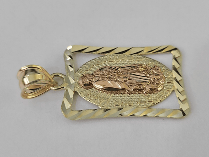 Real 10K Virgin Mary Pendent Charm 10kt Yellow Gold Holy Mother Guadalupe - GoldenlinQ