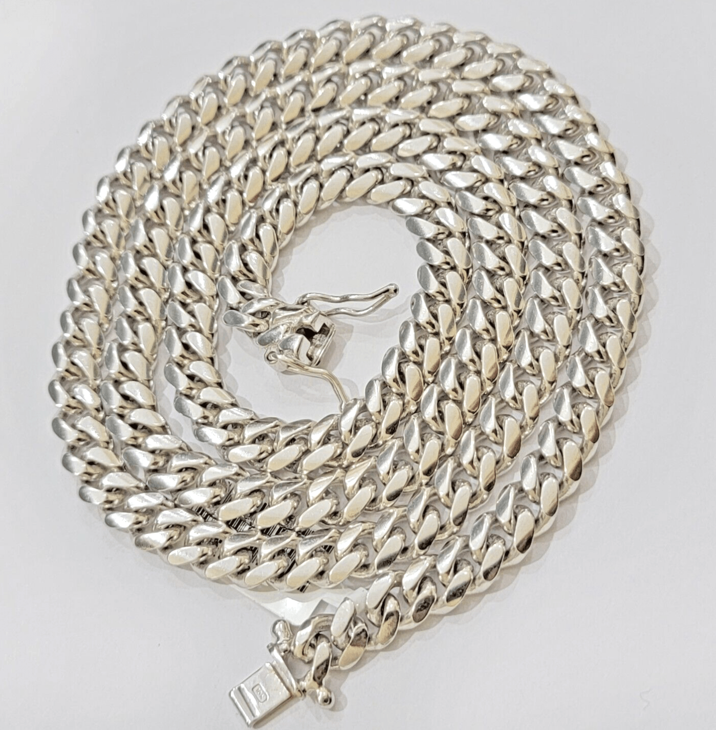 Real 10k White Gold Chain Necklace Miami Cuban Link 26 Inch 8mm 10KT SOLID MENS - Reva Jeweler