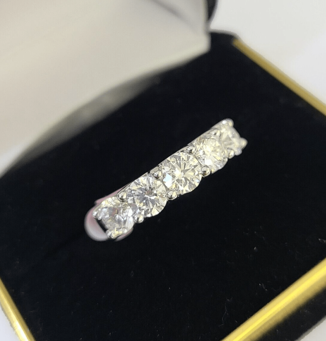Real 10k White Gold Diamond Ladies Ring Lab Created Women Engagement Wedding - GoldenlinQ