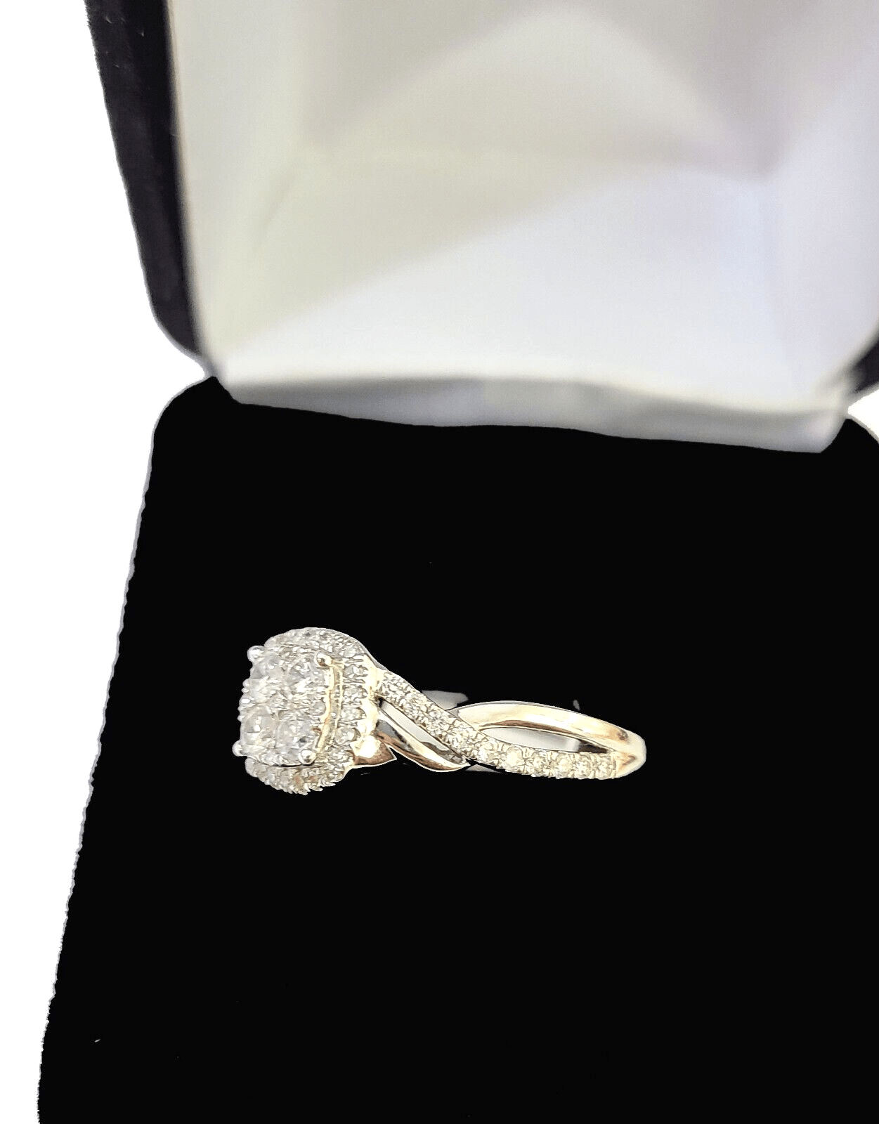 REAL 10k White Gold Diamond Ring 0.75 CT Square Shaped Ladies Engagement Wedding - Reva Jeweler