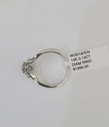 REAL 10k White Gold Diamond Ring Casual Engagement Ring Genuine - GoldenlinQ
