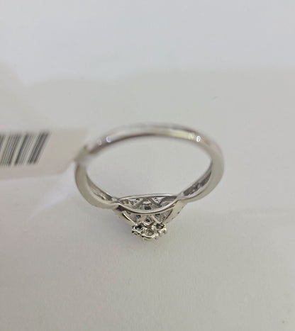 REAL 10k White Gold Diamond Ring Casual Engagement Ring Genuine - GoldenlinQ