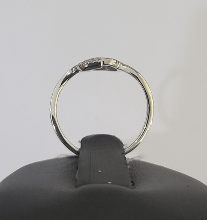 REAL 10k White Gold Diamond Ring Leaf Shaped Casual Engagement Ring Genuine - GoldenlinQ