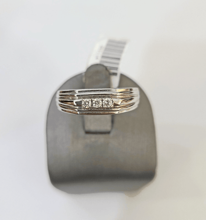 REAL 10k White Gold Diamond Ring Mens Wedding Engagement Ring Genuine - Reva Jeweler