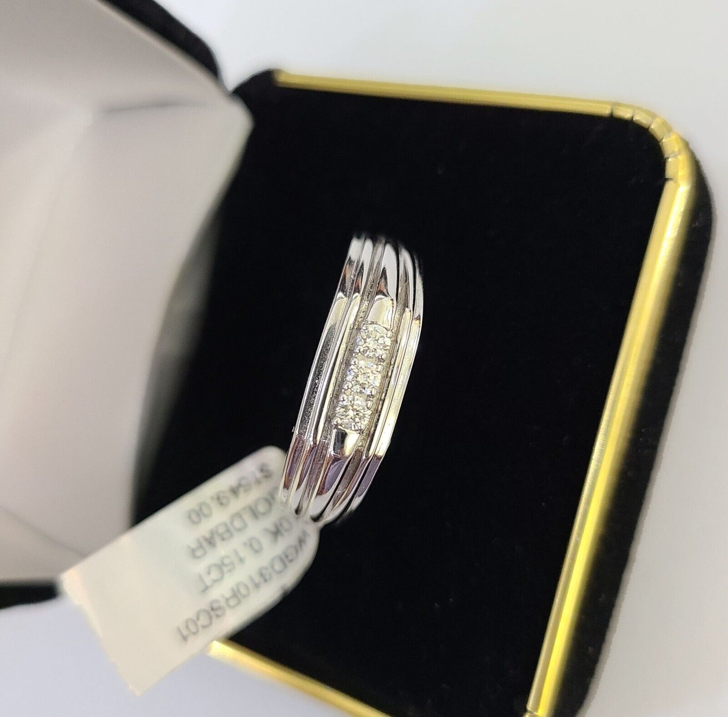 REAL 10k White Gold Diamond Ring Mens Wedding Engagement Ring Genuine - Reva Jeweler