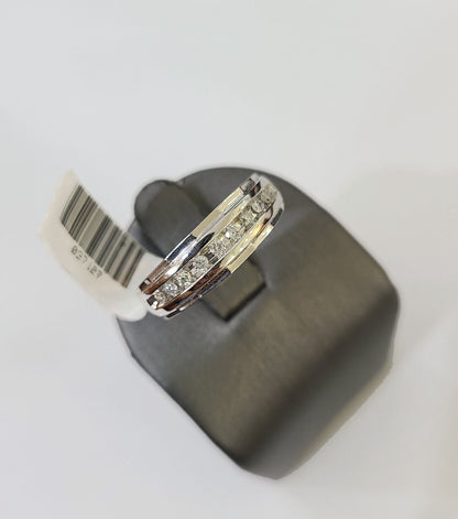 REAL 10k White Gold Diamond Ring Mens Wedding Engagement Ring Genuine - Reva Jeweler