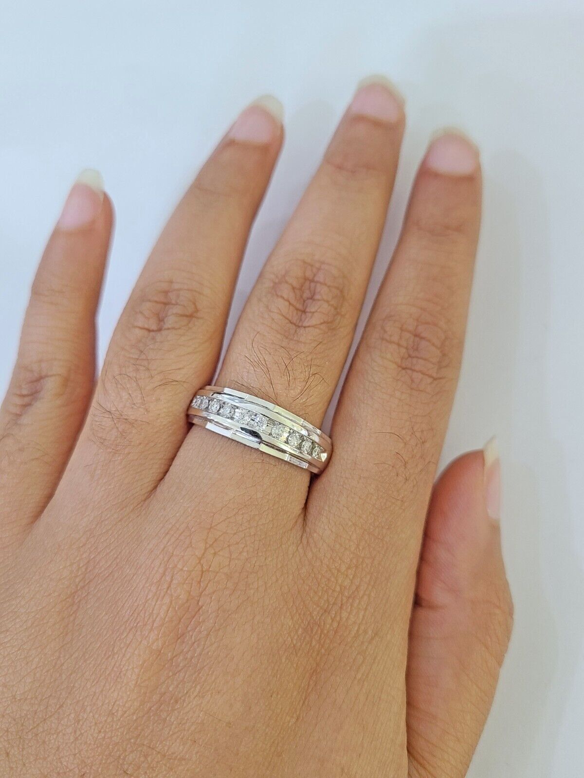 REAL 10k White Gold Diamond Ring Mens Wedding Engagement Ring Genuine - Reva Jeweler