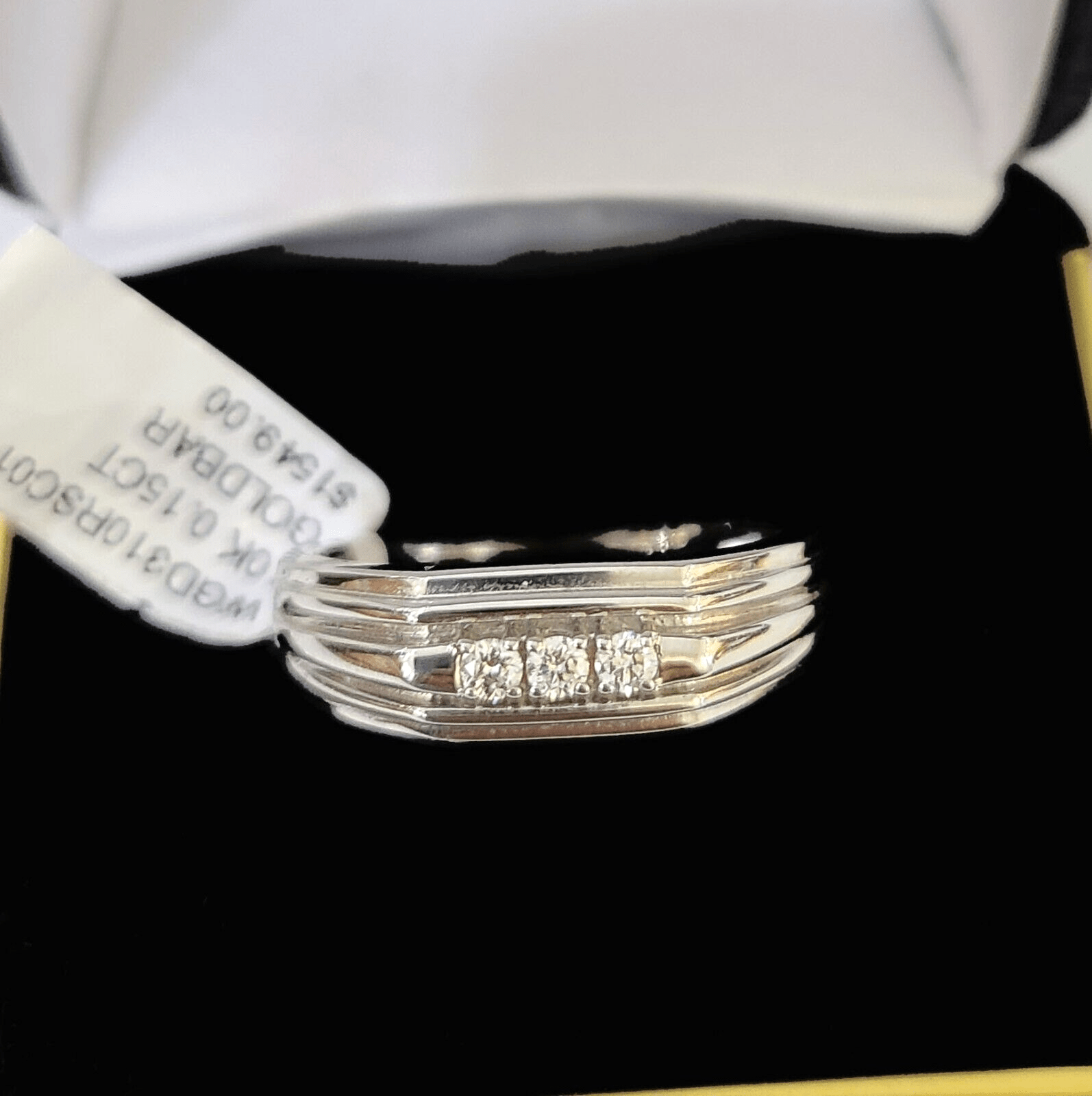 REAL 10k White Gold Diamond Ring Mens Wedding Engagement Ring Genuine - Reva Jeweler