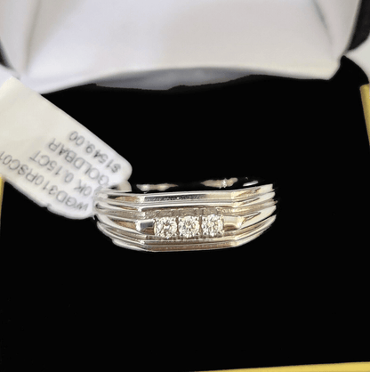 REAL 10k White Gold Diamond Ring Mens Wedding Engagement Ring Genuine - Reva Jeweler