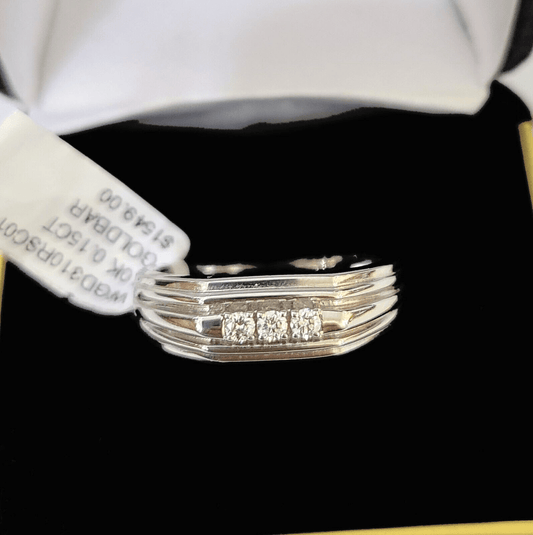 REAL 10k White Gold Diamond Ring Mens Wedding Engagement Ring Genuine - Reva Jeweler