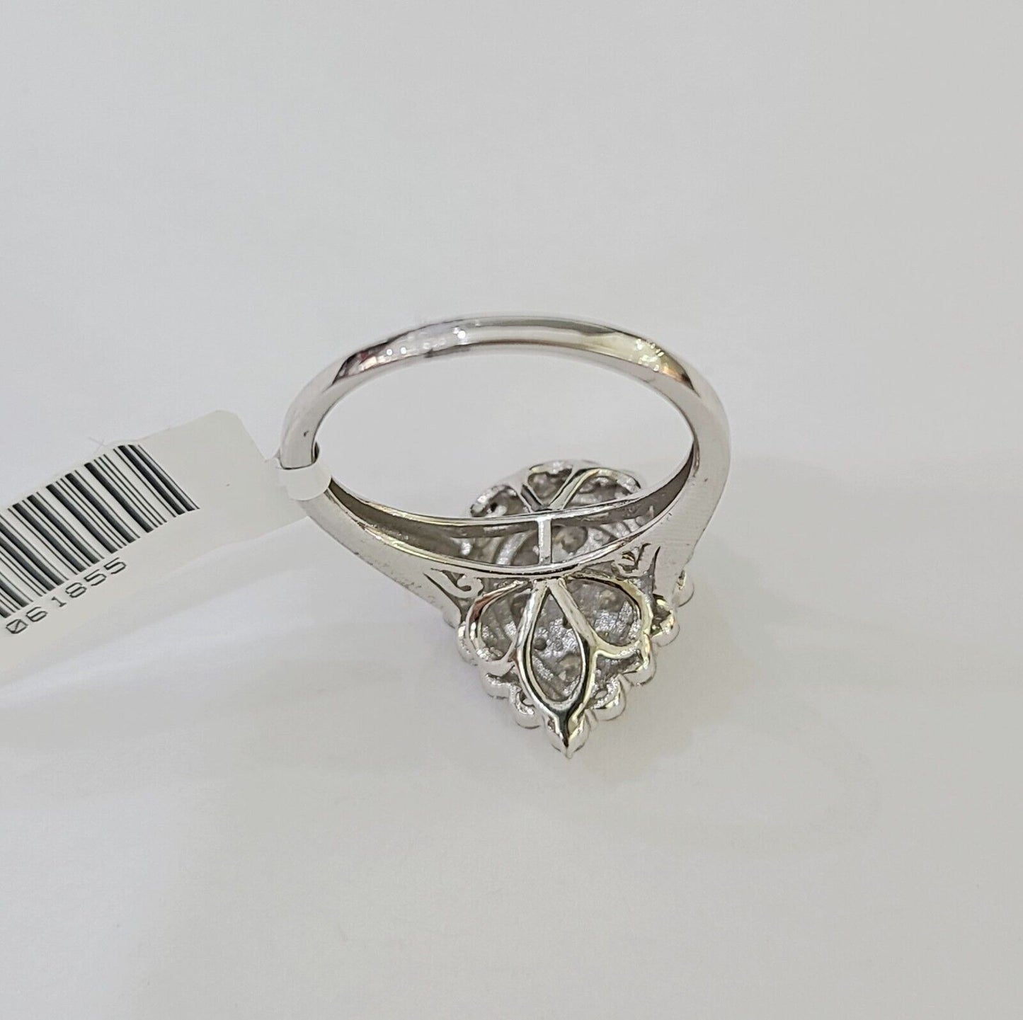 REAL 10k White Gold Diamond Ring Pear Shape Wedding Engagement Ring Genuine - Reva Jeweler