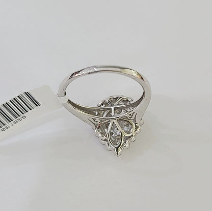REAL 10k White Gold Diamond Ring Pear Shape Wedding Engagement Ring Genuine - Reva Jeweler