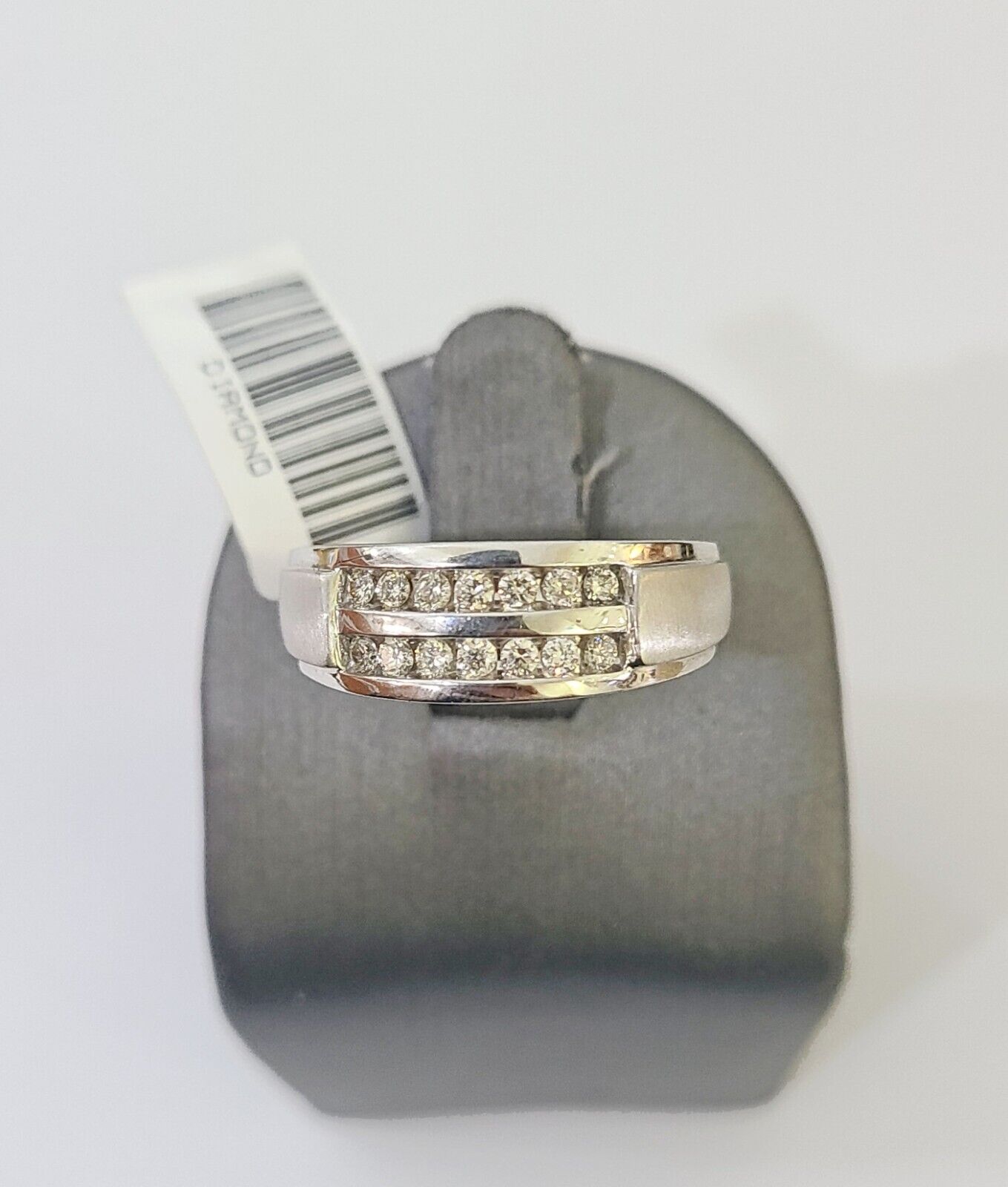 REAL 10k White Gold Diamond Ring Two Row Wedding Engagement Ring Genuine - Reva Jeweler
