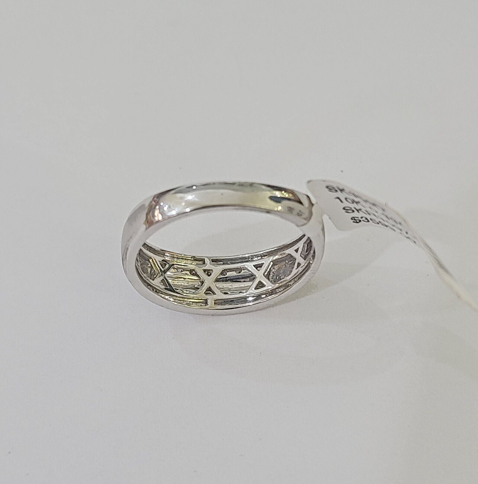 REAL 10k White Gold Diamond Ring Two Row Wedding Engagement Ring Genuine - Reva Jeweler
