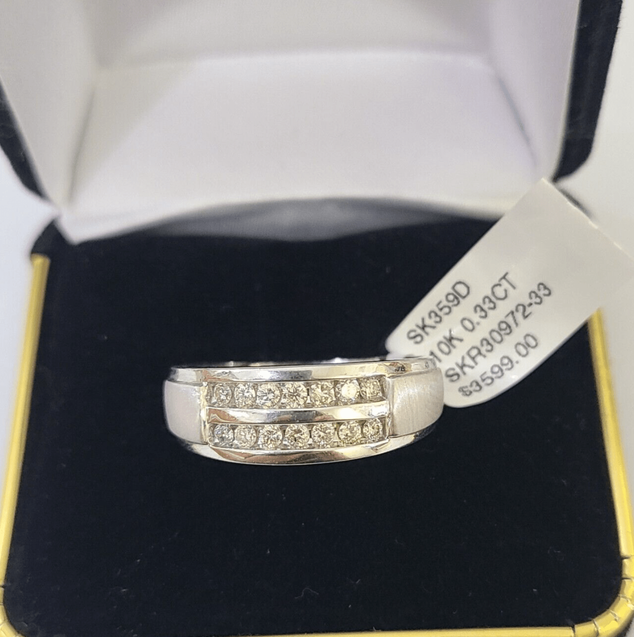REAL 10k White Gold Diamond Ring Two Row Wedding Engagement Ring Genuine - Reva Jeweler