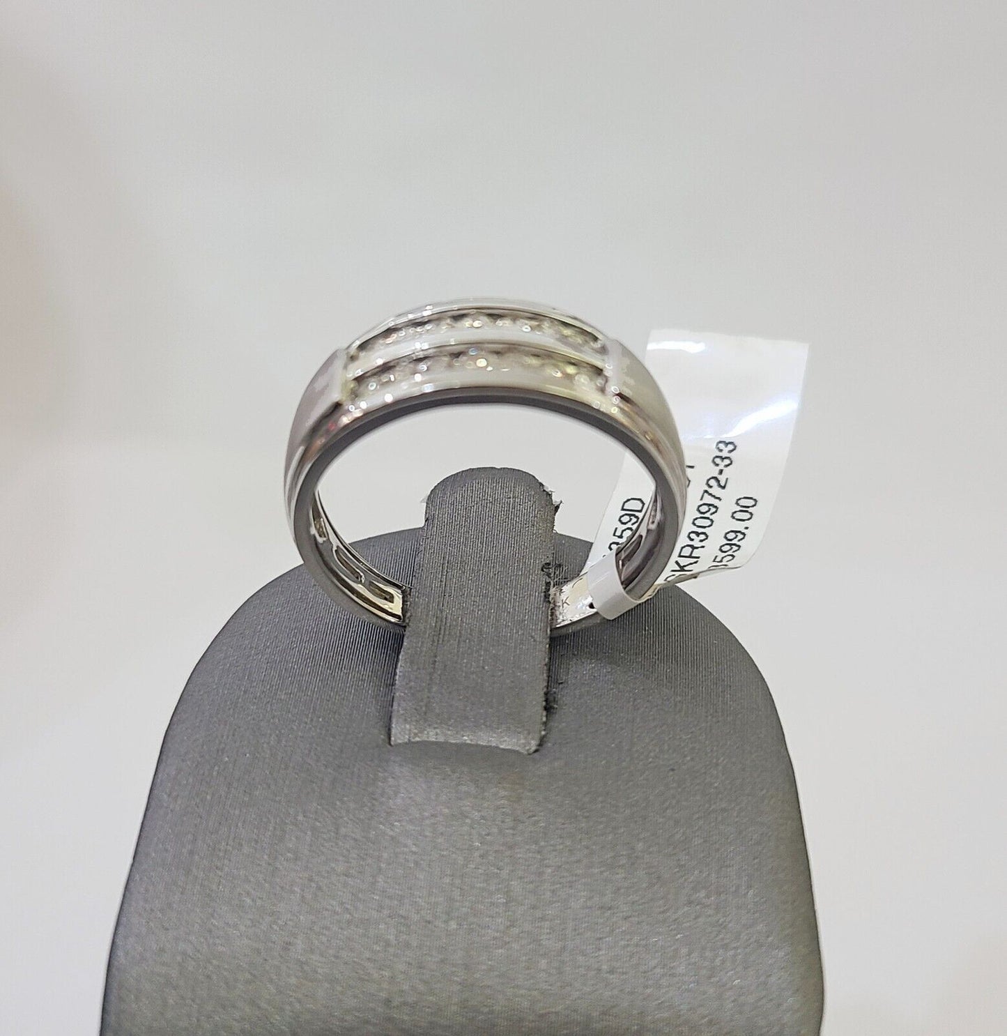 REAL 10k White Gold Diamond Ring Two Row Wedding Engagement Ring Genuine - Reva Jeweler
