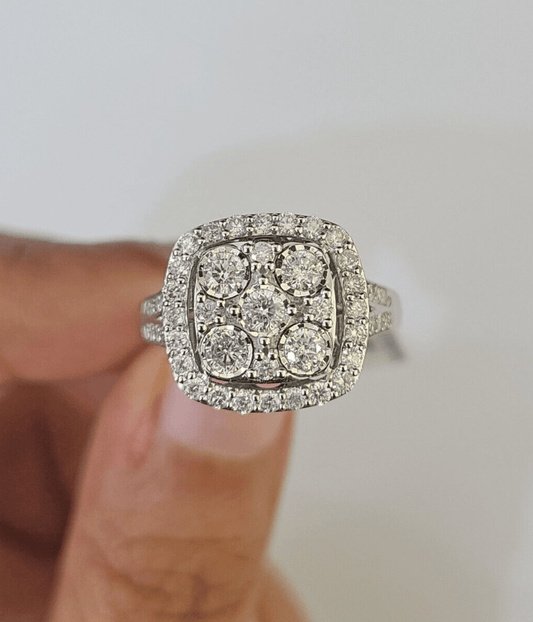 REAL 10k White Gold Diamond Ring Wedding Engagement Ring Genuine - GoldenlinQ