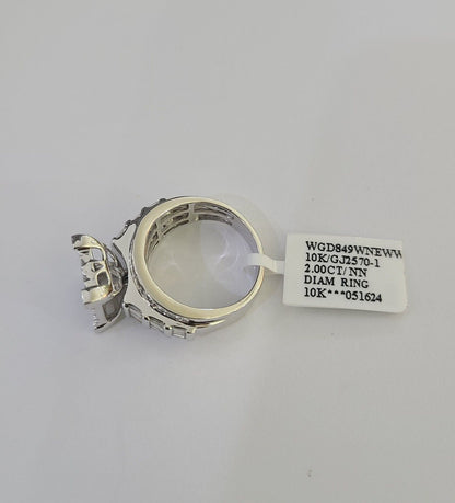 REAL 10k White Gold Diamond Ring Wedding Engagement Ring Genuine Bridal - GoldenlinQ