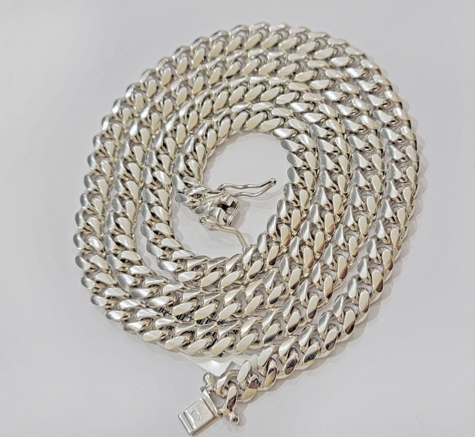 Real 10k White Gold Miami Cuban Link Chain 8mm Solid Necklace 26" Inch SOLID 10K - Reva Jeweler