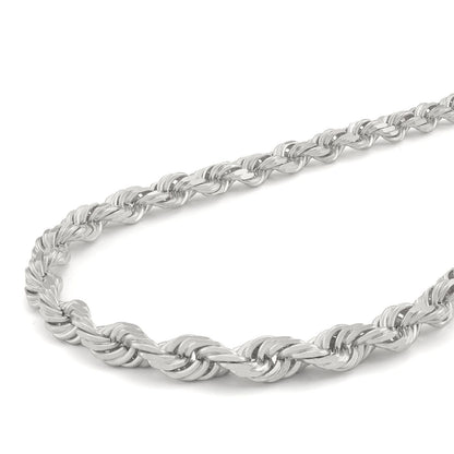 Real 10K White Gold Rope Chain 6mm Necklace 20 - 24'' Inches Lobster Lock 10kt - Reva Jeweler