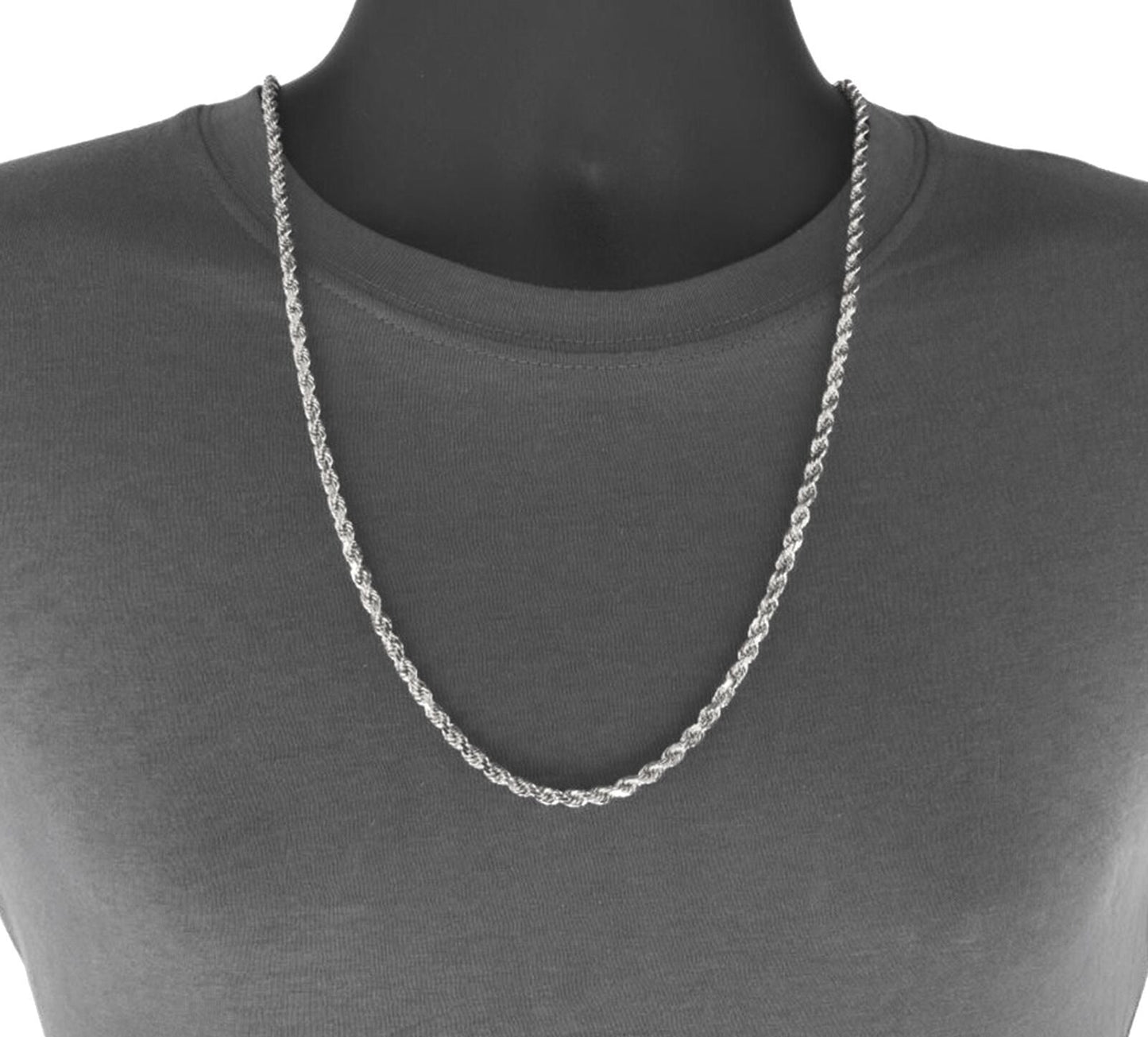 Real 10K White Gold Rope Chain 6mm Necklace 20 - 24'' Inches Lobster Lock 10kt - Reva Jeweler