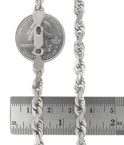 Real 10K White Gold Rope Chain 6mm Necklace 20'' Inches Lobster Lock 10kt - GoldenlinQ