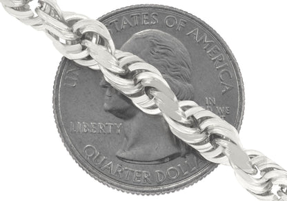 Real 10K White Gold Rope Chain 6mm Necklace 20'' Inches Lobster Lock 10kt - GoldenlinQ