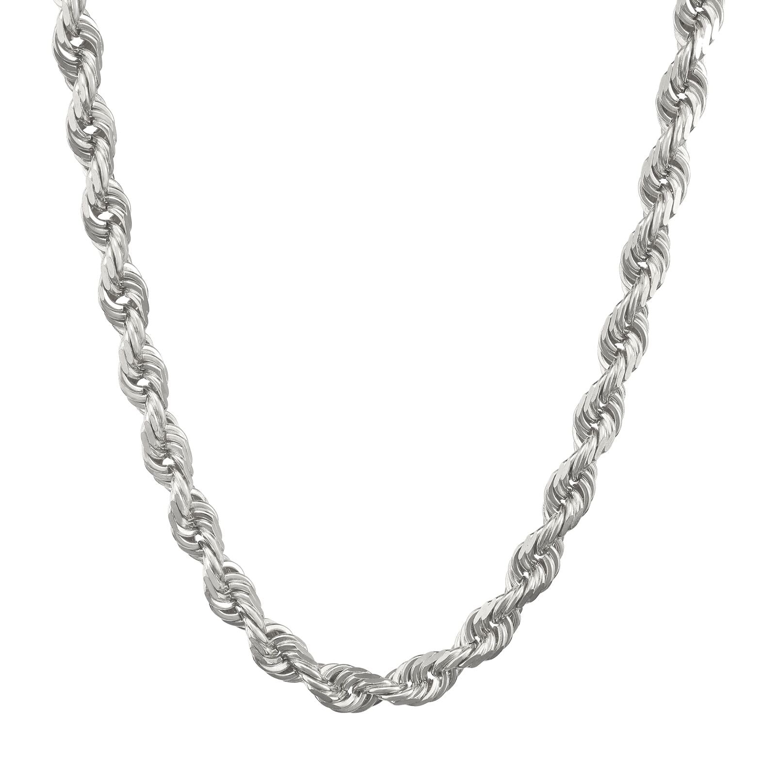 Real 10K White Gold Rope Chain 6mm Necklace 22'' Inches Lobster Lock 10kt - GoldenlinQ
