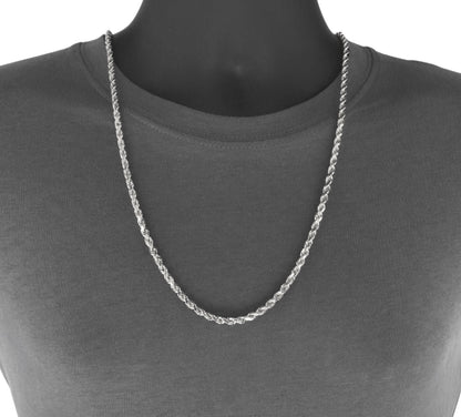 Real 10K White Gold Rope Chain 6mm Necklace 22'' Inches Lobster Lock 10kt - GoldenlinQ