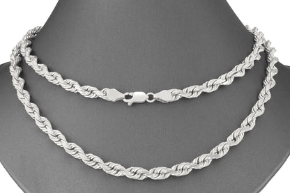 Real 10K White Gold Rope Chain 6mm Necklace 24'' Inches Lobster Lock 10kt - GoldenlinQ