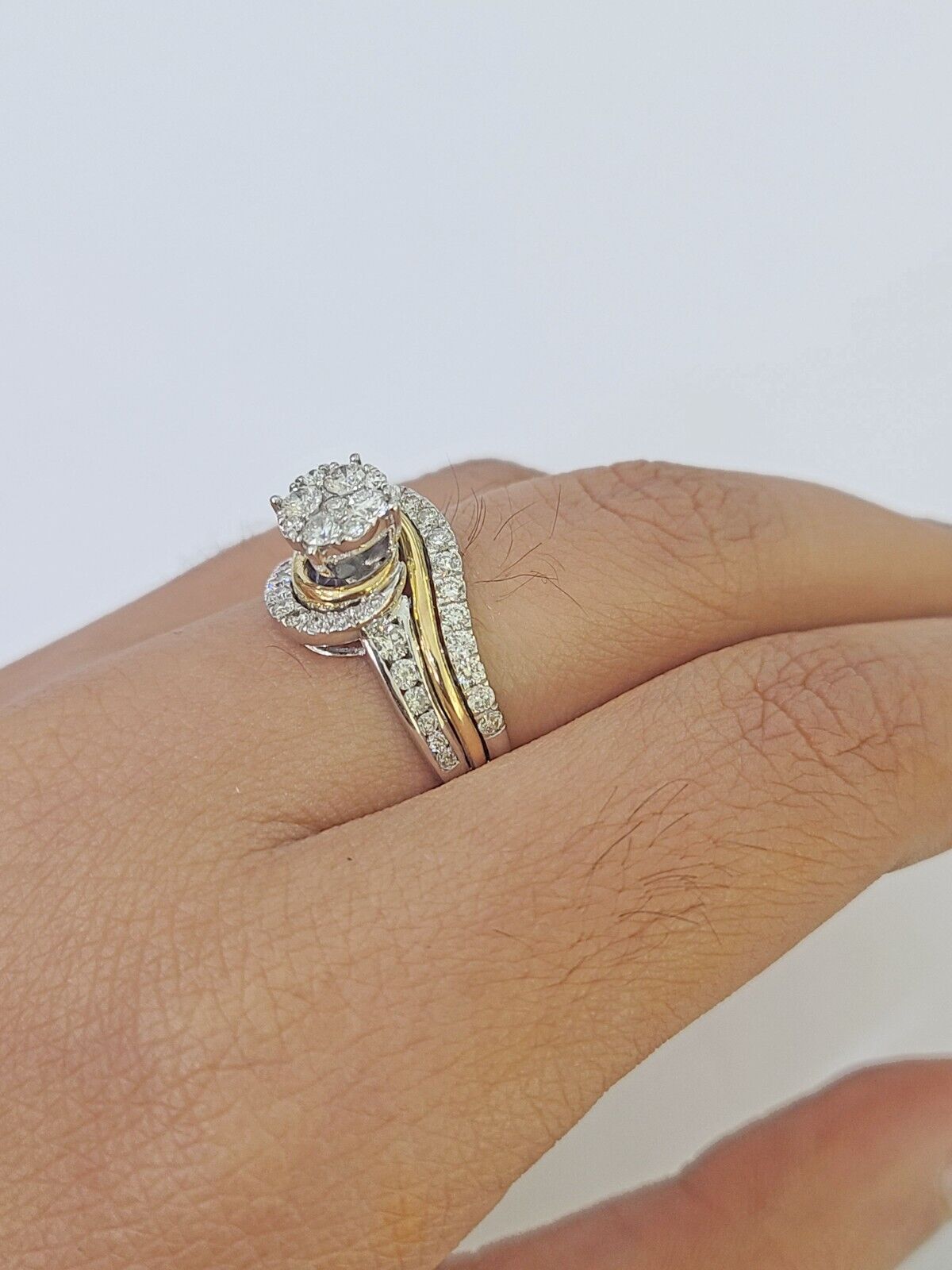 Real 10k White Yellow Gold Diamond Ring Womens Ring Genuine 10Kt - Reva Jeweler