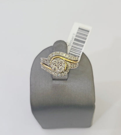 Real 10k White Yellow Gold Diamond Ring Womens Ring Genuine 10Kt - Reva Jeweler