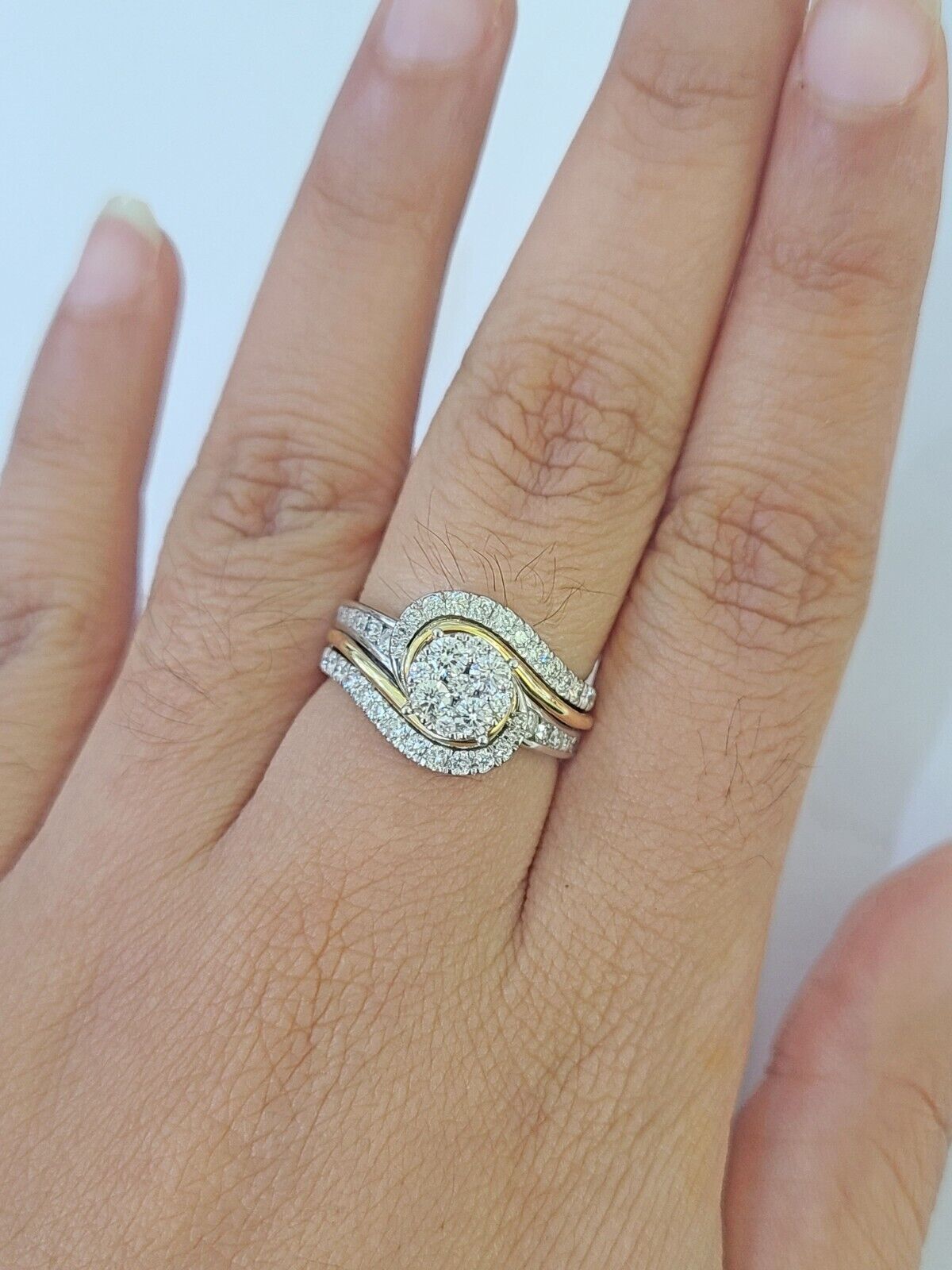Real 10k White Yellow Gold Diamond Ring Womens Ring Genuine 10Kt - Reva Jeweler