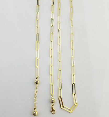 Real 10k Women Paperclip Chain 4mm 16" lobster Clasp Yellow Gold Necklace - Reva Jeweler