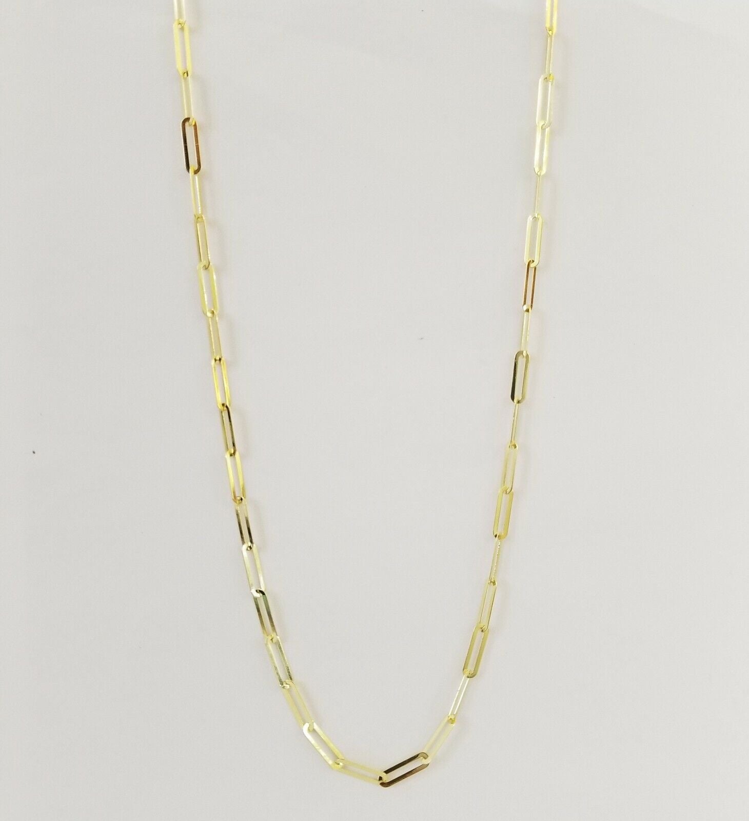 Real 10k Women Paperclip Chain 4mm 16" lobster Clasp Yellow Gold Necklace - Reva Jeweler