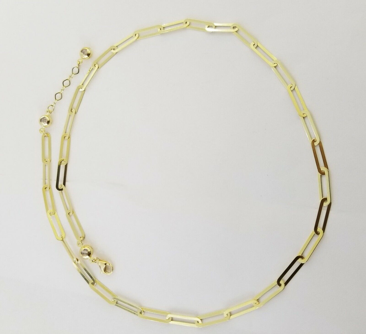 Real 10k Women Paperclip Necklace 20" 4mm lobster Clasp Yellow Gold Chain - Reva Jeweler