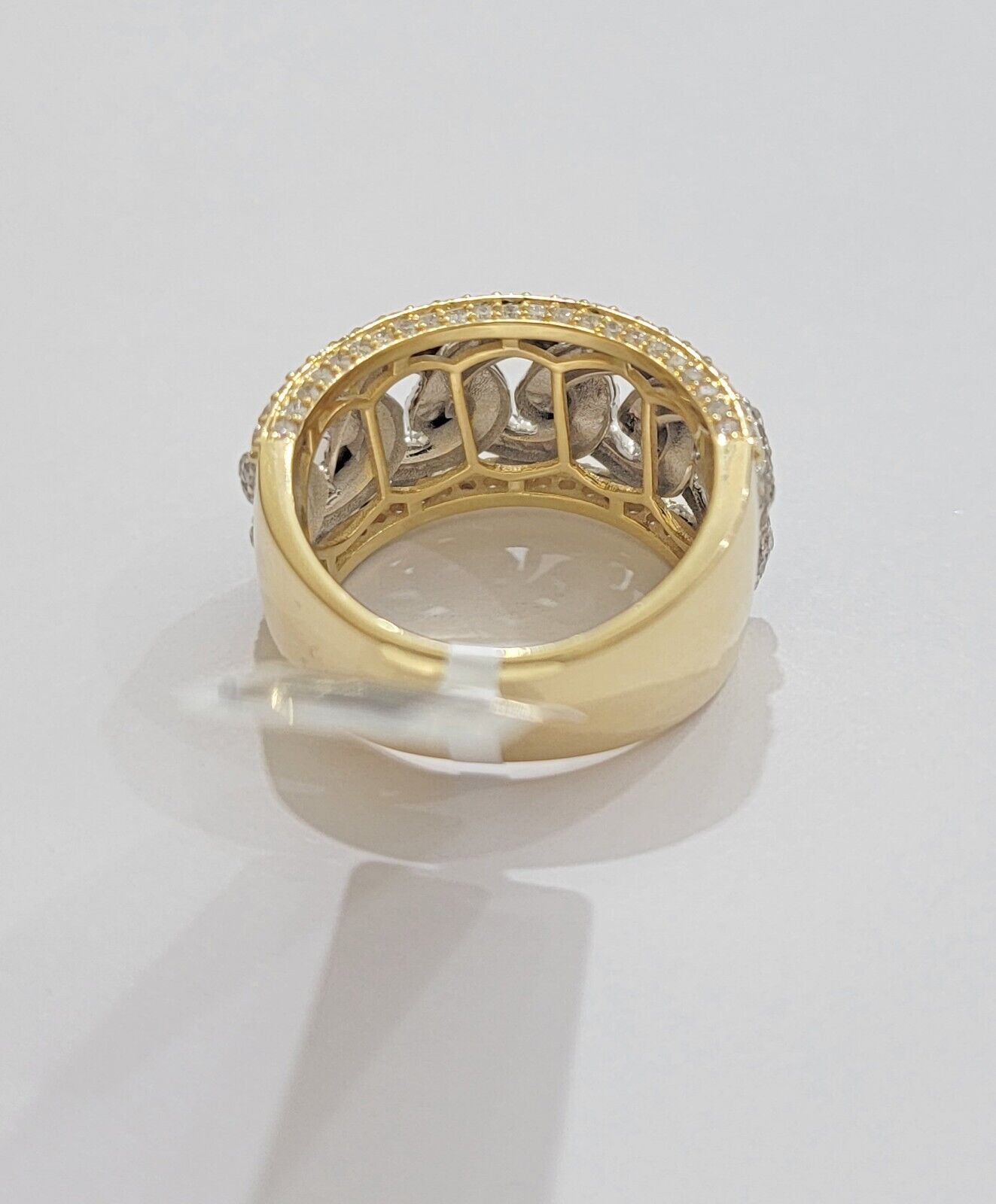 Real 10k Yellow Diamond Miami cuban Link Ring Mens Band 2.5 Ct Round Cut GENUINE - Reva Jeweler