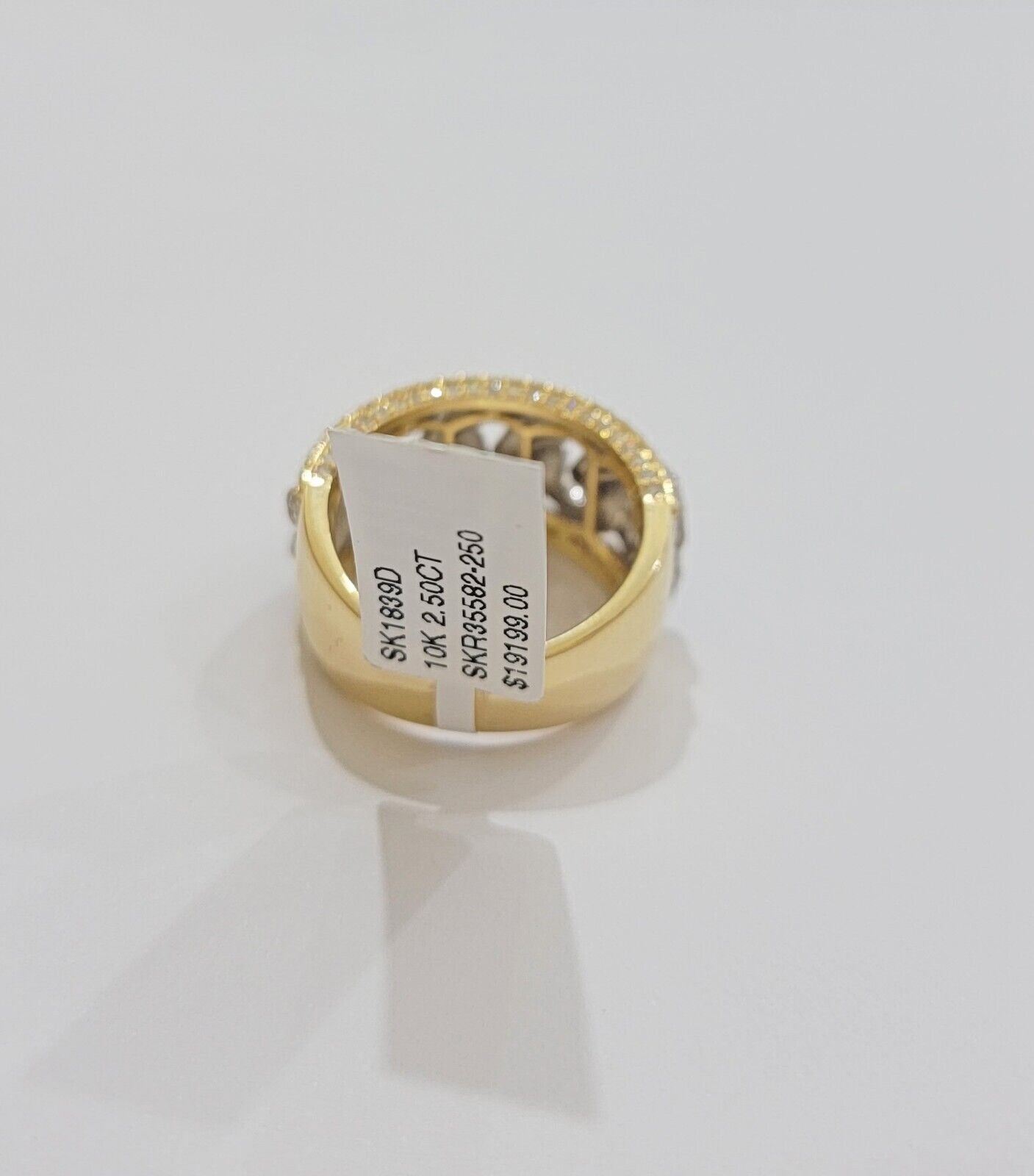 Real 10k Yellow Diamond Miami cuban Link Ring Mens Band 2.5 Ct Round Cut GENUINE - Reva Jeweler